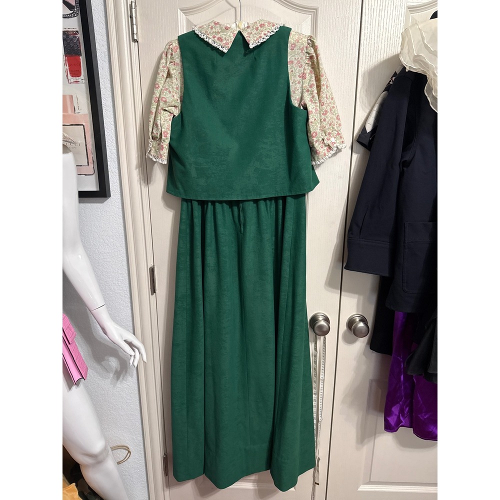 Vintage Cottagecore Prairie Floral Maxi Dress Matching Vest Retro Teacher Indie - Picture 3 of 6